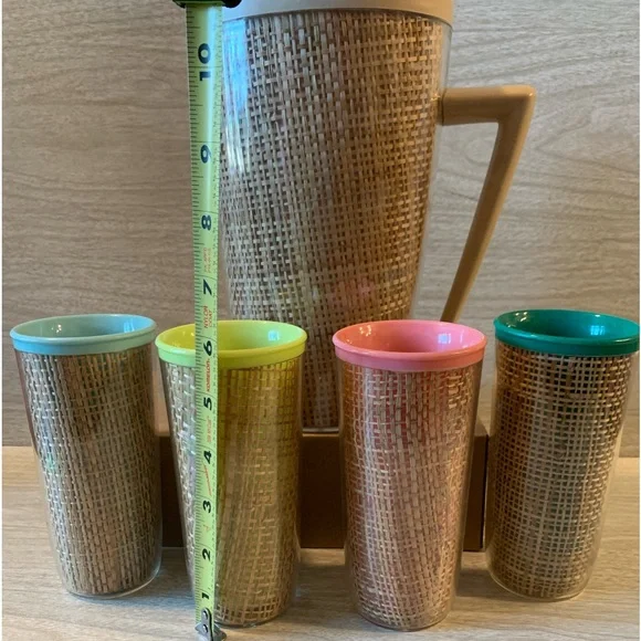 Vintage Raffia Ware Beverage Set